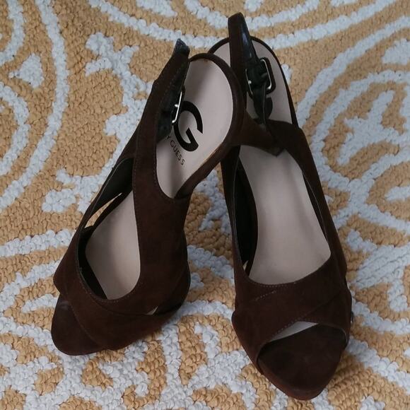G by Guess Brown Cavion Platform Heels Size 9M - Picture 1 of 8